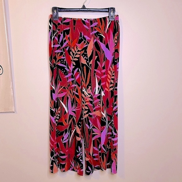 Bob Mackie Wide Leg Crop Pants Tropical Paradise Print Size XS NWOT - Picture 2 of 9